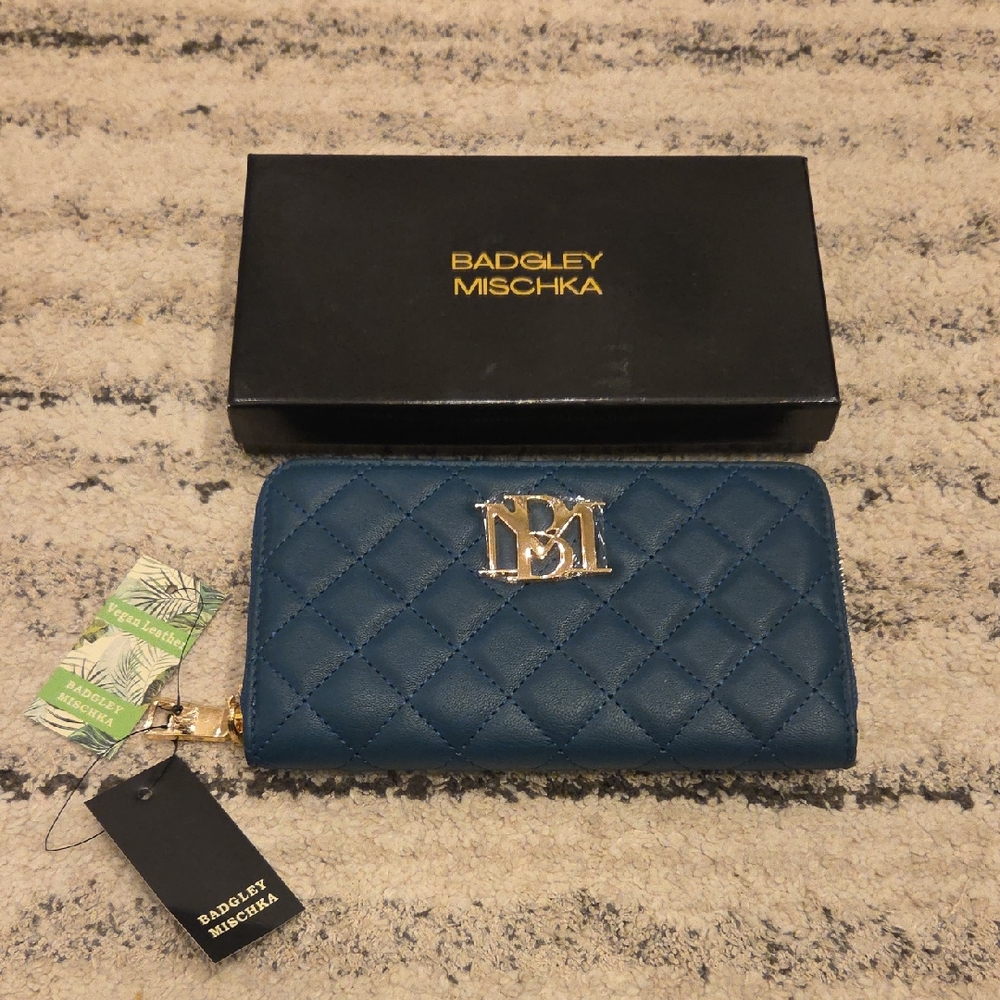 Blue Quilted Wallet New In Box With Tags